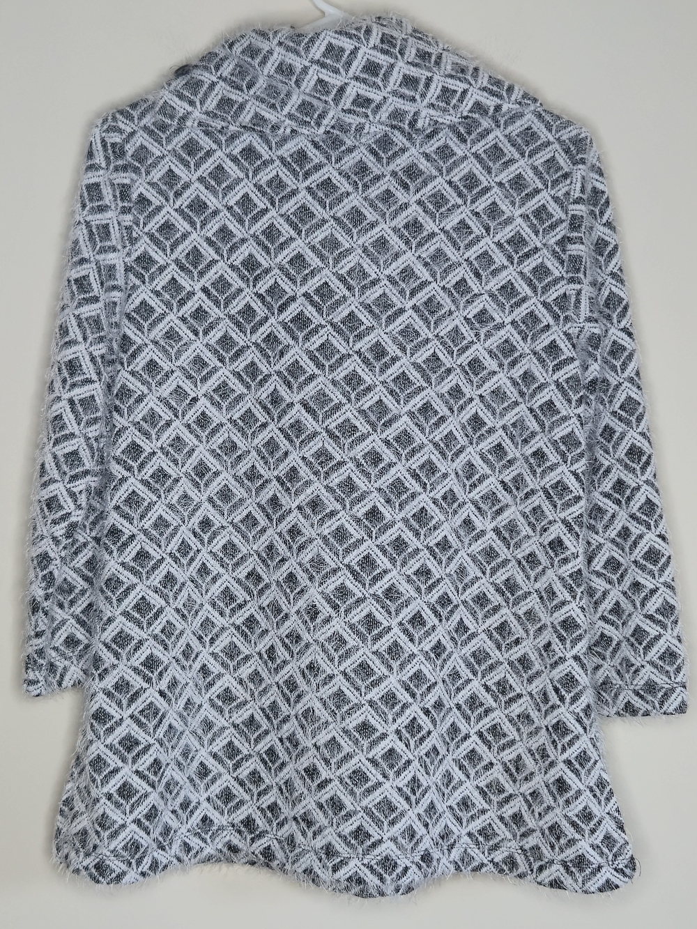 Ali Miles Eyelash Sweater Gray White Geometric Cowl Neck Soft Textured Pullover - Picture 7 of 8